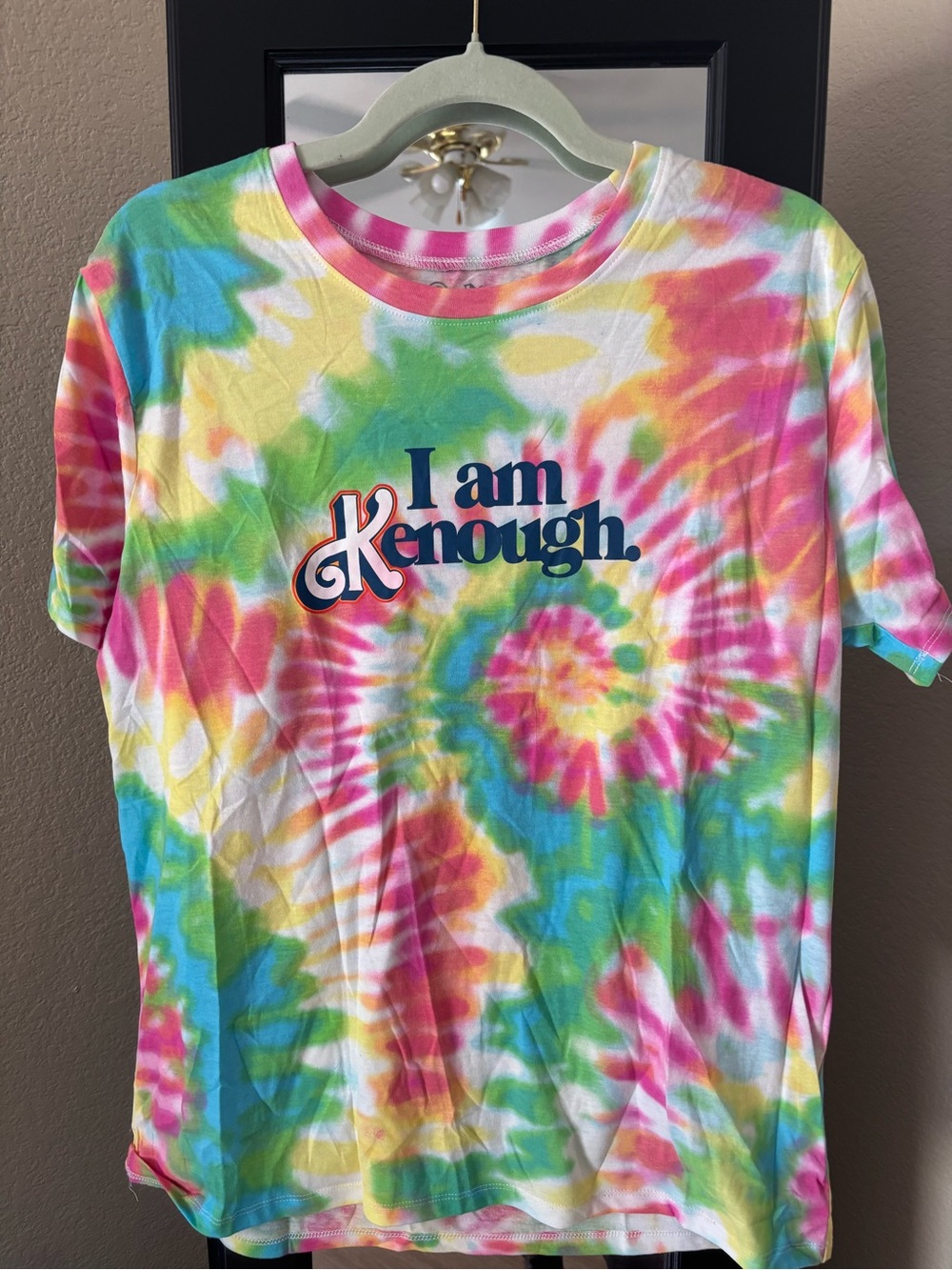 Barbie Multicolor Tie-Dye 'I am Kenough.' Graphic Tee - Pink Blue Yellow Green